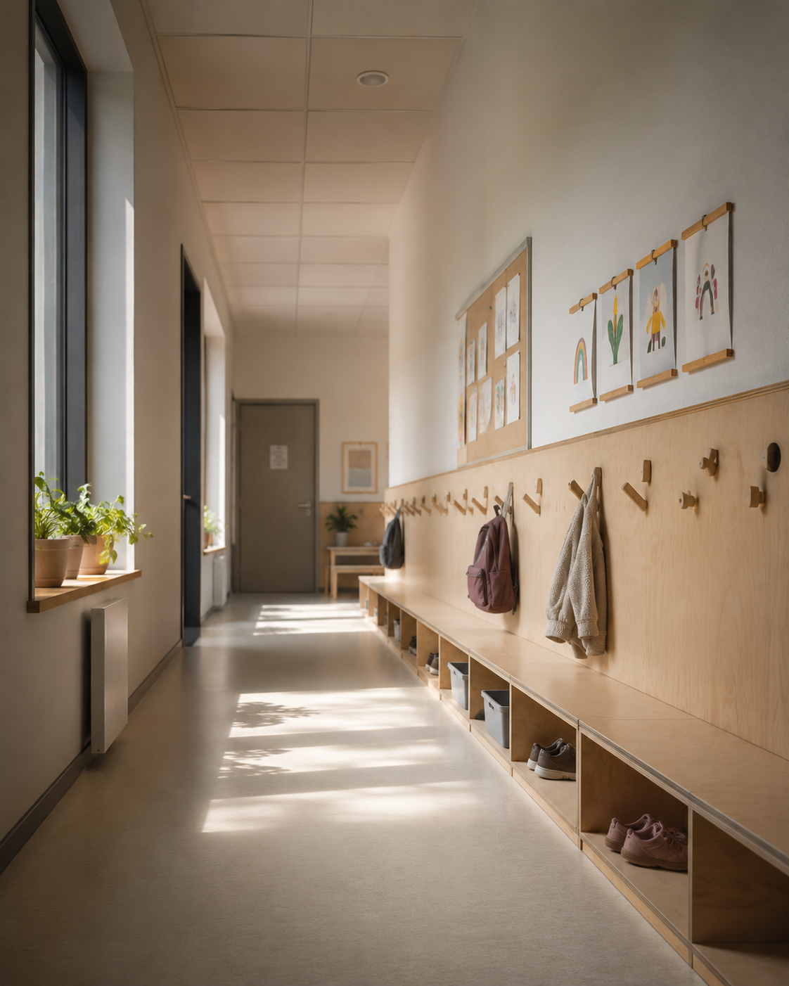 Fontaine FLOT dans un couloir d'école